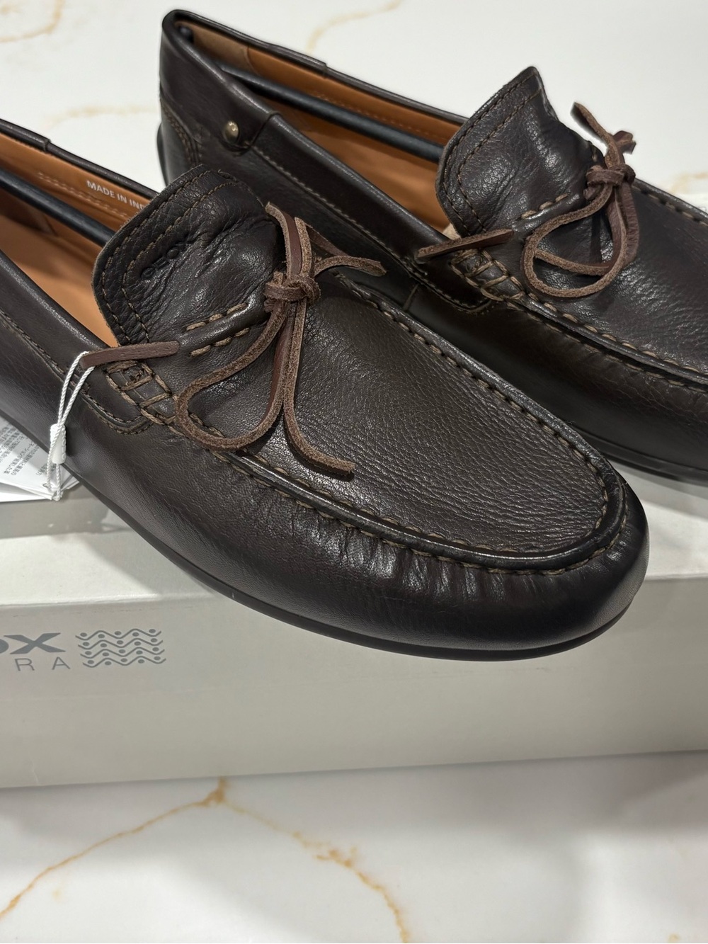 Geox Men’s Dark Brown Leather Moccasin Loafers